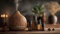 Aromatherapy Diffuser with Essential Oils in Cozy Spa Setting Royalty Free Stock Photo