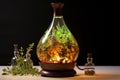aromatherapy diffuser with essential oils from medicinal herbs Royalty Free Stock Photo