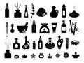 Aromatherapy essential oil silhouettes spa vector set