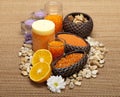 Aromatherapy - Flowers and orange bath salt Royalty Free Stock Photo