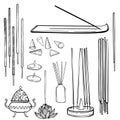 Aromatherapy, incense sticks. Vector llustration