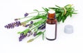 Aromatherapy Lavender oil and lavender flower Royalty Free Stock Photo