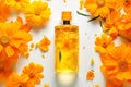 Aromatherapy natural medicine calendula beauty treatment flowers yellow herbal oil