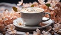 Aromatherapy Refreshing scented flower, hot coffee, frothy drink generated by AI