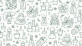 Aromatherapy seamless pattern with vector flat line icons. Essential oil vector background - diffuser, aroma candles