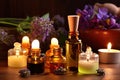 aromatherapy session with a mix of essential oils and healing music