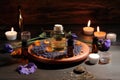 aromatherapy session with a mix of essential oils and healing music