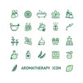 Aromatherapy Signs Thin Line Icons Set. Vector