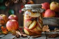 Aromatic Apples cinnamons jar. Generate AI