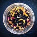 Aromatic black tea with flower petals