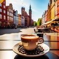 Aromatic Brews: Gdansk's Coffee Landmark amidst a Captivating Background