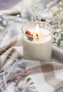 Aromatic candle on the table Royalty Free Stock Photo