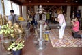 Aromatic candles and buds of lotus for offering in Temple of the Emerald Buddha Royalty Free Stock Photo