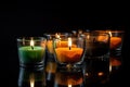 aromatic candles in a glass on a dark background Royalty Free Stock Photo