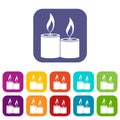 Aromatic candles icons set