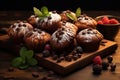 Aromatic Chocolate muffins dessert board. Generate Ai