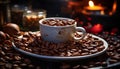Aromatic coffee bean releases heat, freshness, and caffeine in cup generated by AI Royalty Free Stock Photo