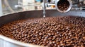 Aromatic coffee beans roasting on a contemporary coffee roasting machine, creating a rich aroma