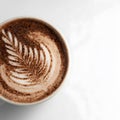 Aromatic Coffee Latte with Artful Leaf Design in Foam Highlighting CafÃÂ© Aesthetic Royalty Free Stock Photo
