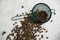 Aromatic coffee on a light table