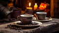 Aromatic coffee in rustic setting Royalty Free Stock Photo