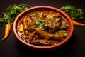 Aromatic delight Mutton gosht rogan josh, Indian masala, showcased in a focused bowl