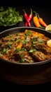 Aromatic delight Mutton gosht rogan josh, Indian masala, showcased in a focused bowl