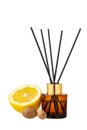 Aromatic diffuser with citrus lemon scent isolated on white Royalty Free Stock Photo