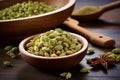 Aromatic Dry green cardamom. Generate Ai Royalty Free Stock Photo