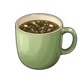 Aromatic Green Mug of Vegetable Soup with Nutritious Herbs on White Background Royalty Free Stock Photo