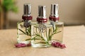 Aromatic home spray air freshener in a transparent glass bottle Royalty Free Stock Photo