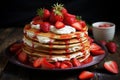 Aromatic Honey strawberry pancakes. Generate Ai