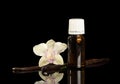 Aromatic liquid for smoking in bottle, flower and vanilla pod