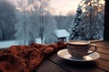 Aromatic Morning coffee winter. Generate Ai