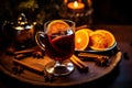 Aromatic Mulled wine orange. Generate Ai