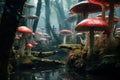 Aromatic Mushroom rain forest. Generate Ai Royalty Free Stock Photo