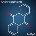 It is aromatic organic compound, quinone class. Structural chemical formula on the dark blue background. Vector Royalty Free Stock Photo