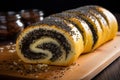 Aromatic Poppy seed roll. Generate Ai Royalty Free Stock Photo