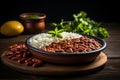 Aromatic Rajma Chawal. Traditional Indian Delicacy with Fragrant Spices and Ample Text Space