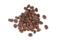 Aromatic roasted arabica coffee beans close up, macro isolated on white background. Royalty Free Stock Photo