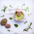 Aromatic sea salt with aromatic herbs . Fresh peppermint ,sage a