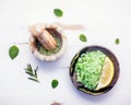 Aromatic sea salt with aromatic herbs . Fresh peppermint ,sage a