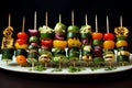 Aromatic Skewers vegetables grill food. Generate Ai