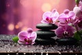 Aromatic Spa orchids stones. Generate Ai