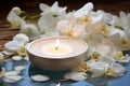 Aromatic Spa white candle water. Generate AI