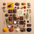 Aromatic Spices Knolling Kitchen.