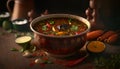 Aromatic and Spicy South Indian Rasam Soup with Tamarind and Lentils