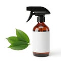 Aromatic spray bottle with fresh green leaves Royalty Free Stock Photo