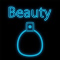 Aromatic spray for the skin. perfumes for men and women. perfumery products, icon, neon sign for a perfume bar. blue neon outline