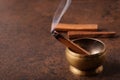 Smoking herbal incense.The smoke of palo santo stick Royalty Free Stock Photo